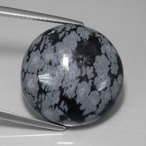 Obsidiana nevada negro natural de 16,26 ct, corte redondo, opaco
