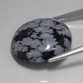 Obsidiana nevada negro natural de 16,26 ct, corte redondo, opaco