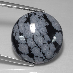 Obsidiana nevada negro natural de 17,48 ct, corte redondo, opaco