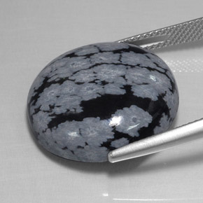 Obsidiana nevada negro natural de 17,48 ct, corte redondo, opaco