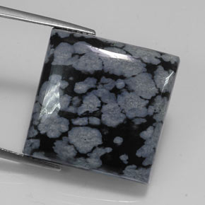 Obsidiana nevada negro natural de 20,67 ct, cuadrado, opaco
