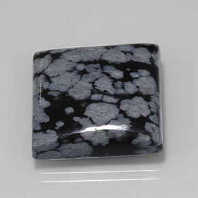 Obsidiana nevada negro natural de 20,67 ct, cuadrado, opaco