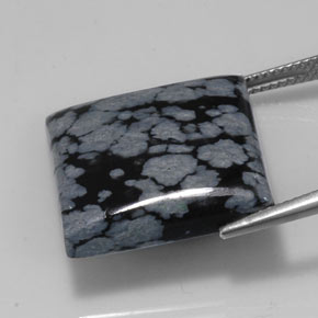 Obsidiana nevada negro natural de 20,67 ct, cuadrado, opaco