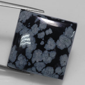 Obsidiana nevada negro natural de 23,11 ct, cuadrado, opaco