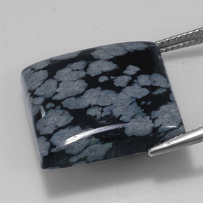 Obsidiana nevada negro natural de 23,11 ct, cuadrado, opaco