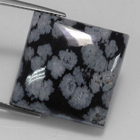 Obsidiana nevada negro natural de 20,36 ct, cuadrado, opaco