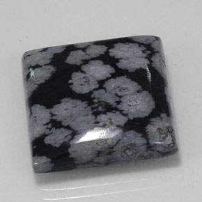Obsidiana nevada negro natural de 20,36 ct, cuadrado, opaco