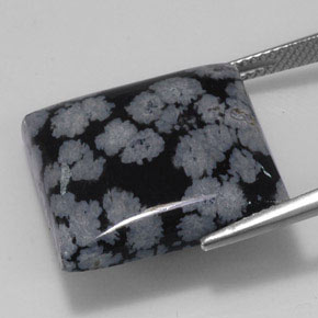 Obsidiana nevada negro natural de 20,36 ct, cuadrado, opaco