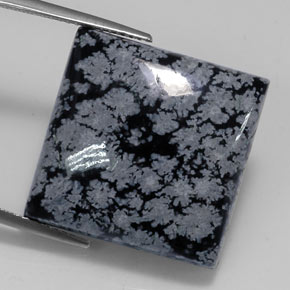 Obsidiana nevada negro natural de 22,09 ct, cuadrado, opaco