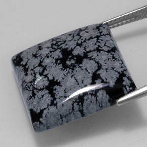 Obsidiana nevada negro natural de 22,09 ct, cuadrado, opaco