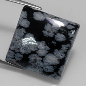Obsidiana nevada negro natural de 20,19 ct, cuadrado, opaco