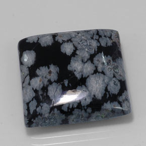 Obsidiana nevada negro natural de 20,19 ct, cuadrado, opaco
