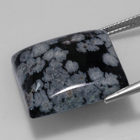 Obsidiana nevada negro natural de 20,19 ct, cuadrado, opaco