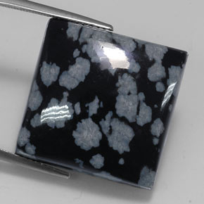 Obsidiana nevada negro natural de 21,34 ct, cuadrado, opaco
