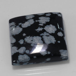 Obsidiana nevada negro natural de 21,34 ct, cuadrado, opaco