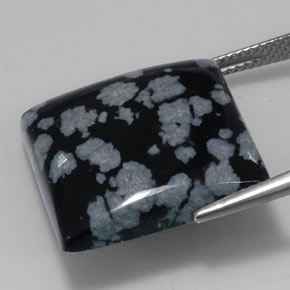 Obsidiana nevada negro natural de 21,34 ct, cuadrado, opaco