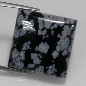 Obsidiana nevada negro natural de 21,45 ct, cuadrado, opaco