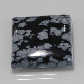 Obsidiana nevada negro natural de 21,45 ct, cuadrado, opaco