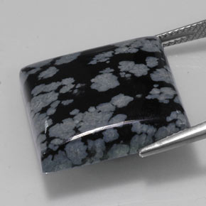 Obsidiana nevada negro natural de 21,45 ct, cuadrado, opaco