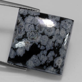 Obsidiana nevada negro natural de 22,67 ct, cuadrado, opaco