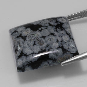 Obsidiana nevada negro natural de 22,67 ct, cuadrado, opaco