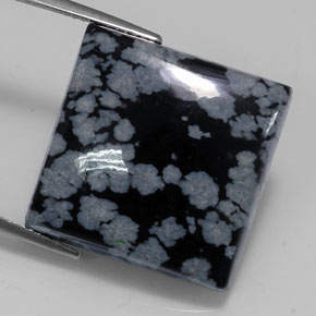 Obsidiana nevada negro natural de 21,53 ct, cuadrado, opaco