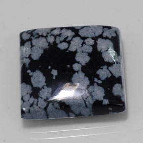 Obsidiana nevada negro natural de 21,53 ct, cuadrado, opaco