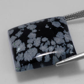 Obsidiana nevada negro natural de 21,53 ct, cuadrado, opaco