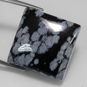 Obsidiana nevada negro natural de 22,60 ct, cuadrado, opaco