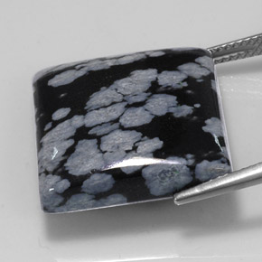 Obsidiana nevada negro natural de 22,60 ct, cuadrado, opaco