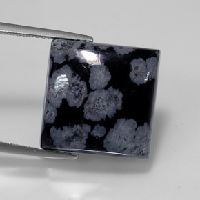 Obsidiana nevada negro natural de 12,55 ct, cuadrado, opaco