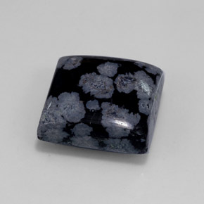 Obsidiana nevada negro natural de 12,55 ct, cuadrado, opaco