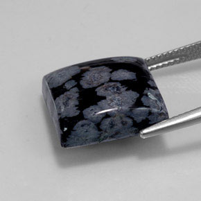 Obsidiana nevada negro natural de 12,55 ct, cuadrado, opaco