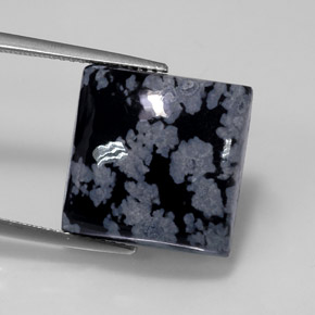 Obsidiana nevada negro natural de 12,14 ct, cuadrado, opaco