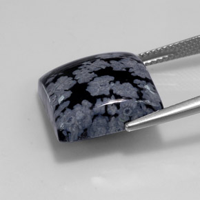 Obsidiana nevada negro natural de 12,14 ct, cuadrado, opaco
