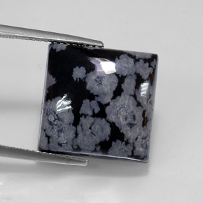 Obsidiana Copo de Nieve Copo de Nieve natural de 10.81 ct, Cuadrado, Opaco