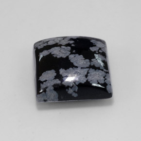Obsidiana Copo de Nieve Blanco oscuro natural de 12.41 ct, Cuadrado, Opaco