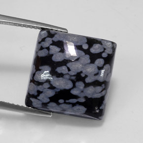 Obsidiana Copo de Nieve Gris-Blanco y negro natural de 11.18 ct, Cuadrado, Opaco