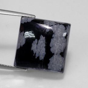 Obsidiana nevada negro natural de 11,19 ct, cuadrado, opaco