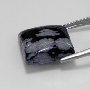 Obsidiana nevada negro natural de 11,19 ct, cuadrado, opaco