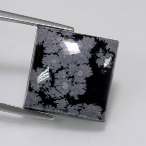 Obsidiana nevada negro natural de 11,84 ct, cuadrado, opaco