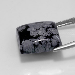 Obsidiana nevada negro natural de 11,84 ct, cuadrado, opaco