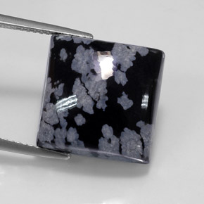 Obsidiana nevada negro natural de 12,37 ct, cuadrado, opaco