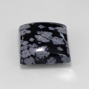 Obsidiana nevada negro natural de 12,37 ct, cuadrado, opaco