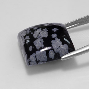 Obsidiana nevada negro natural de 12,37 ct, cuadrado, opaco