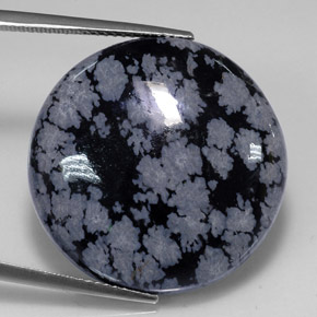 Obsidiana Copo de Nieve Copo de Nieve natural de 26.75 ct, Corte Redondo, Opaco