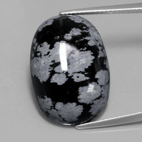Obsidiana nevada negro natural de 13,62 ct, corte óvalo, opaco