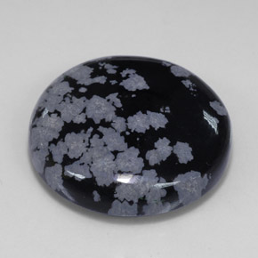 Obsidiana nevada negro natural de 28,56 ct, corte redondo, opaco