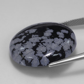 Obsidiana nevada negro natural de 28,56 ct, corte redondo, opaco