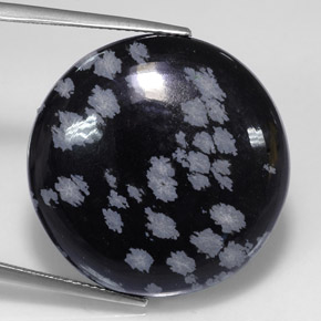 Obsidiana nevada negro natural de 25,36 ct, corte redondo, opaco